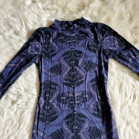 Free People Cute and Cozy Mock Neck Geo Print Bodycon Dress Size XS - Picture 6 of 11